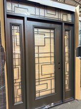 Load image into Gallery viewer, Entry Door Fiberglass Exterior with Transom and Sidelights FREE SHIPPING #117