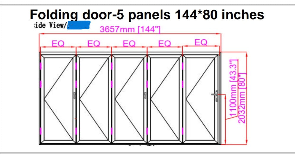 Folding Patio Door Black Accordion 144 x 80 Black Local Pick Up 3