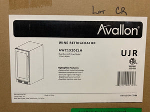 Avallon AWC152DZLH 15" Dual Zone Left Hinge Wine Cooler - Stainless