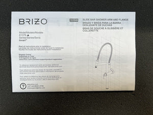 Brizo 81376-NK 10 7/16” Classic Slide Bar Shower Arm - Luxe Nickel